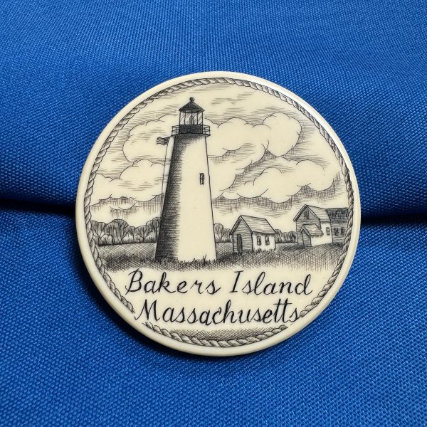 Bakers Island Light Scrimshaw Magnet