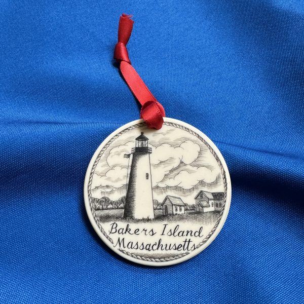 Bakers Island Light Scrimshaw Ornament